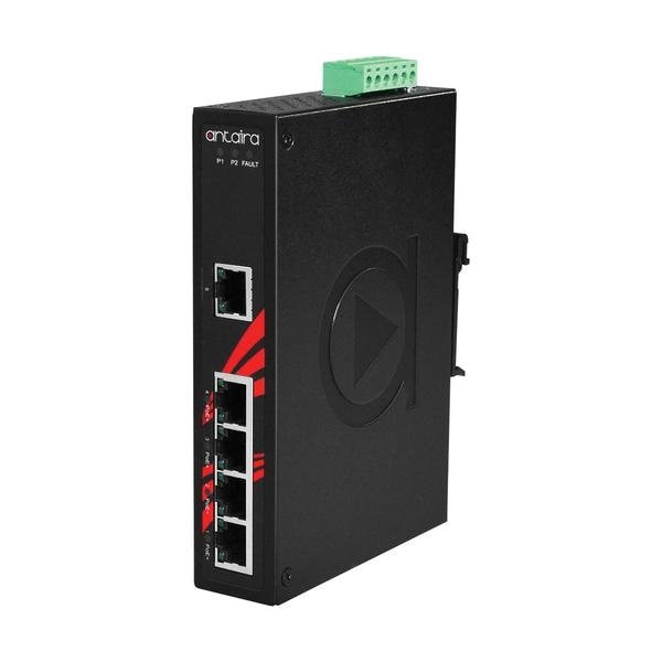 5-Port Industrial Gigabit PoE+ Unmanaged Ethernet Switch, w/4-10/100/1000Tx + 1-10/100/1000Tx